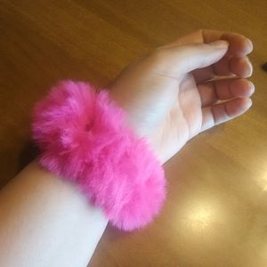 FreeHot Pink Fuzzy Scrunchy
